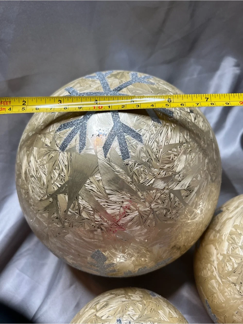 Holiday Decorative Snowflake Light Up Glass Spheres - Gold